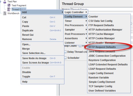 JMeter add request defaults