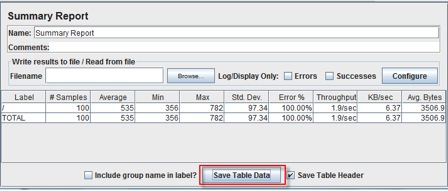 JMeter save summary result report