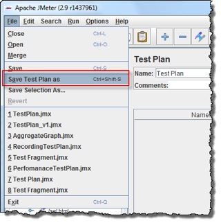 JMeter save your test plan