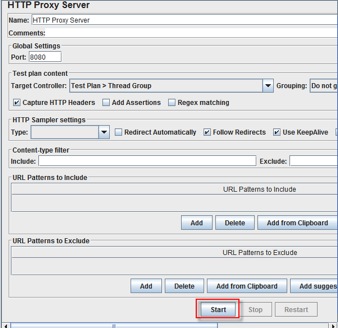 JMeter start proxy server