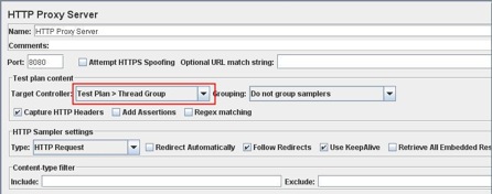 Jmeter set target controller