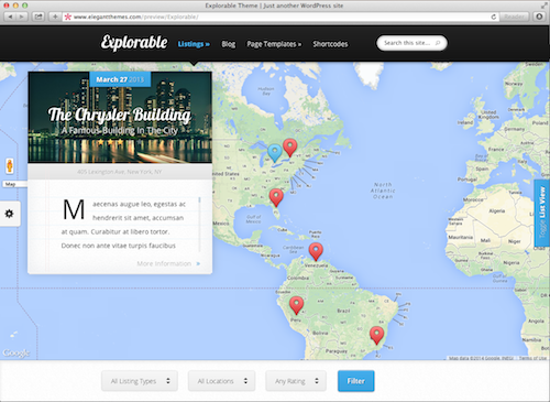 Elegnt Explorable Theme WordPress